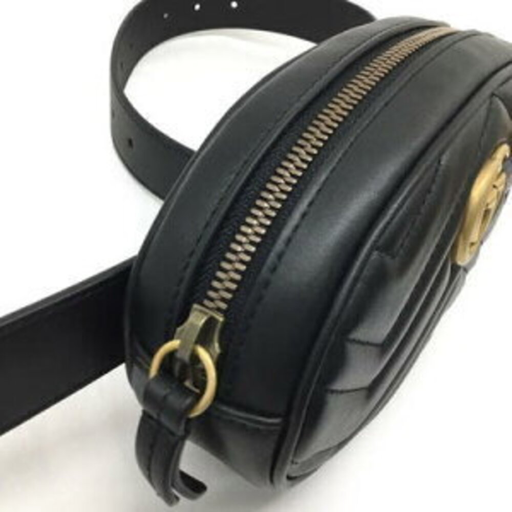 Starts Gucci GG Marmont Leather Belt Bag Waist Black - Picture 8 of 8